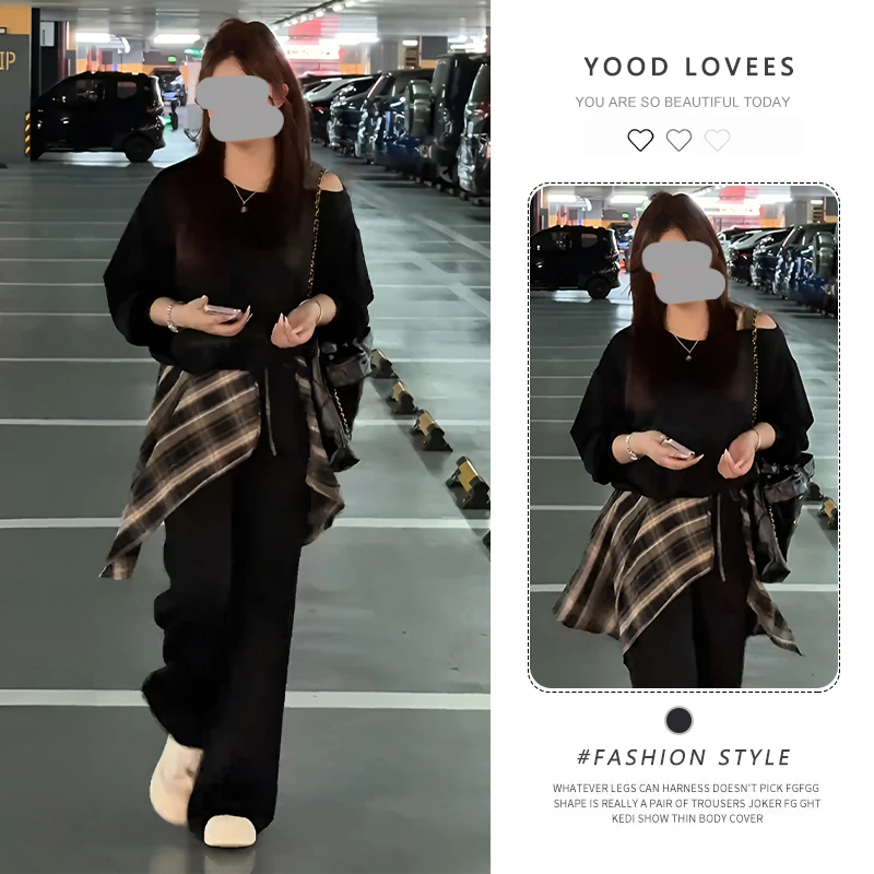 2025年春秋季新款韩版时尚洋气套装女小个子休闲设计感气质两件套