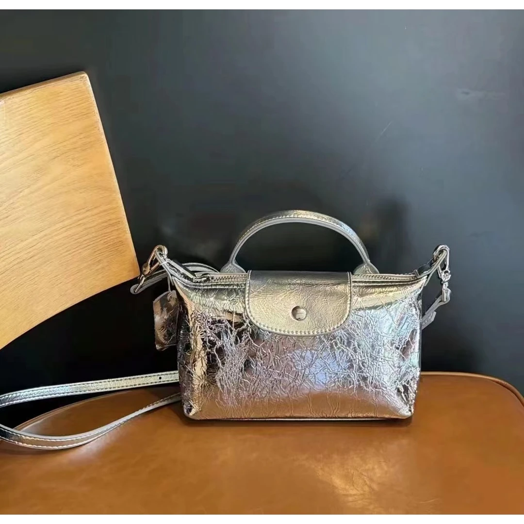 仓美美精选-裂纹皮单肩包