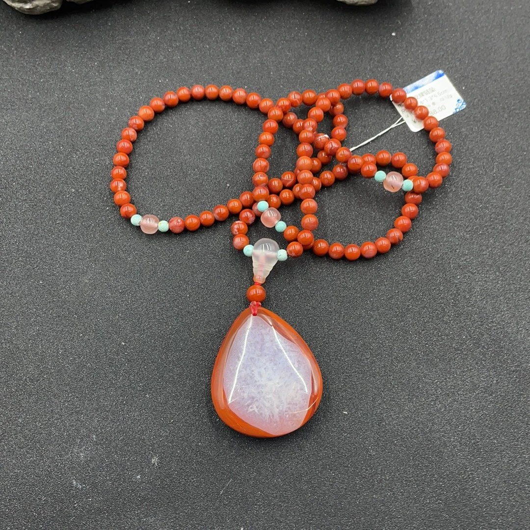 BY0115FLSF162 南红平安牌链坠