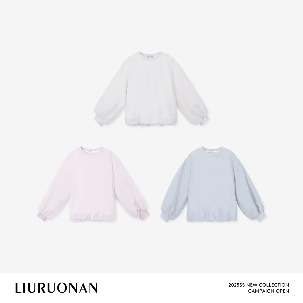 LIURUONAN 25SS【雾纱卫衣】小众设计气质休闲宽松卫衣春夏新款上衣