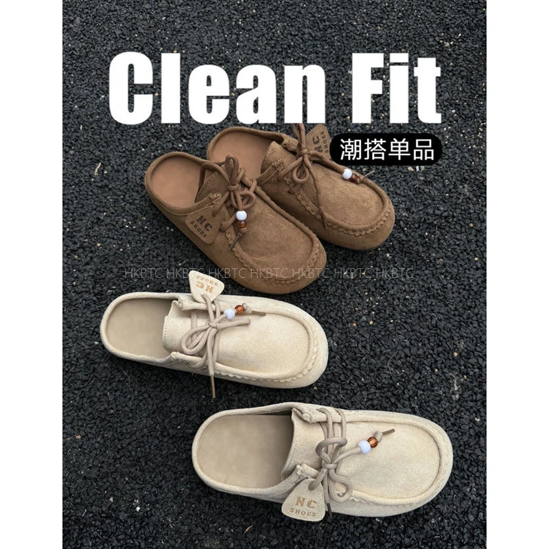 HKBTCNormcore新款 老钱风韩版时尚包头勃肯懒人鞋套脚两穿休闲鞋