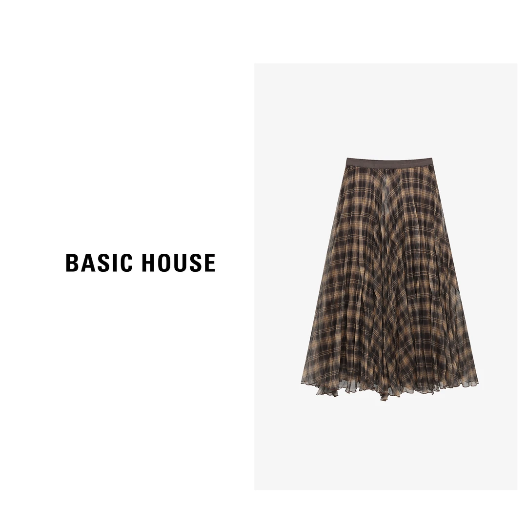 Basic House/百家好琥珀流光系复古格纹百搭半裙-B0625B5KAN2