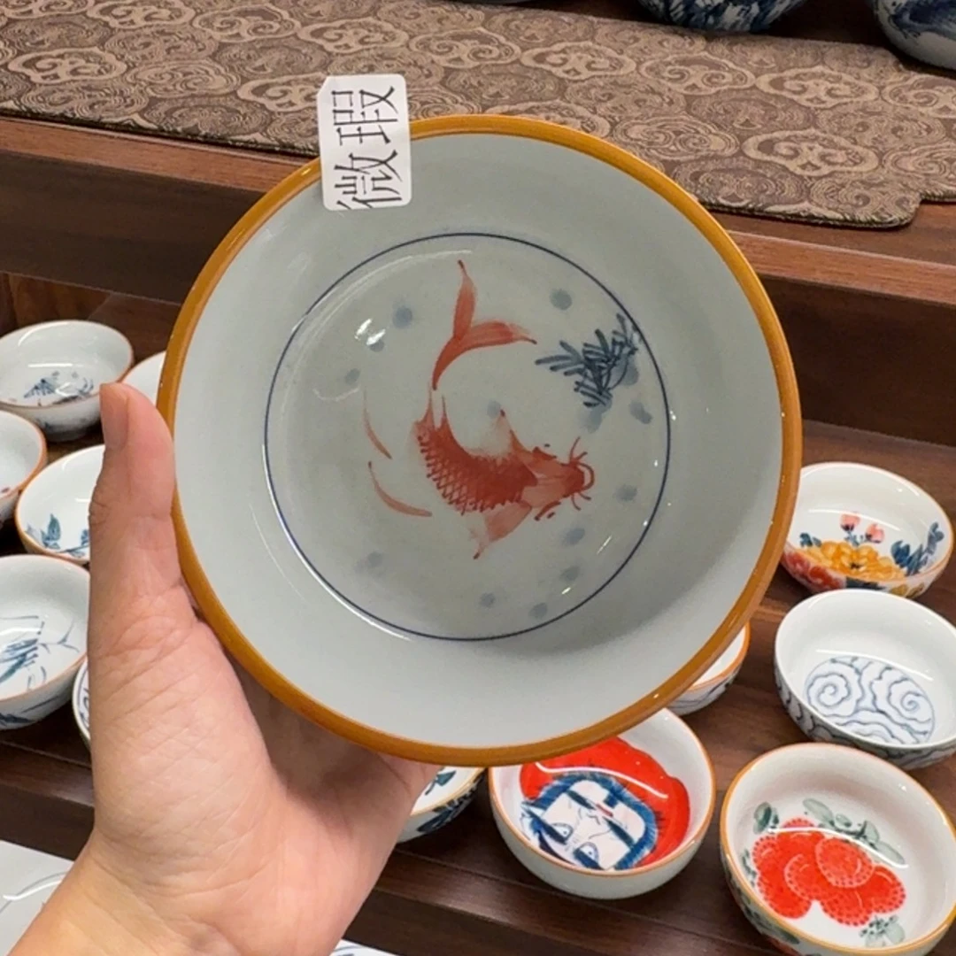 釉下手绘茶具微瑕