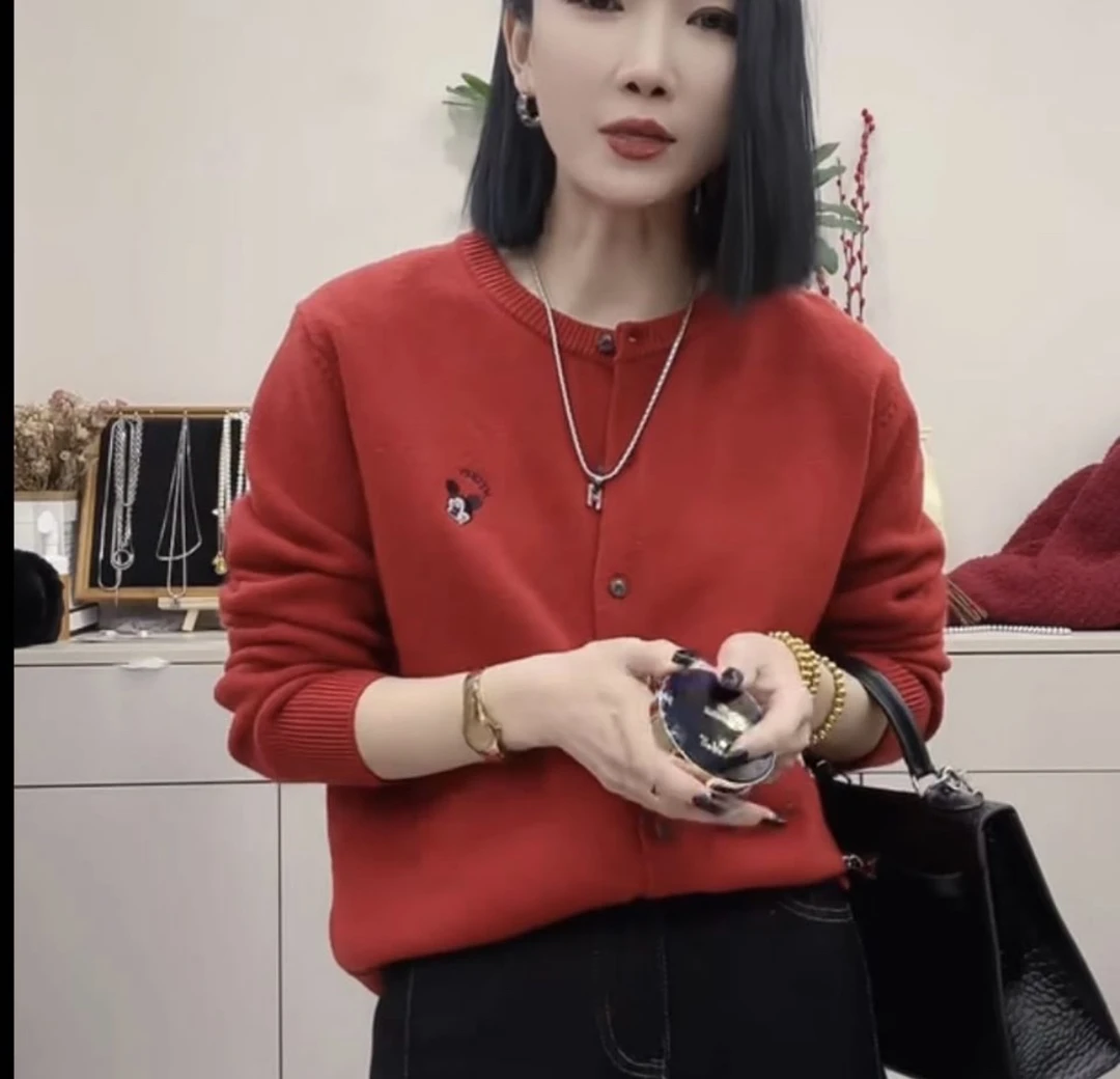 韩风气质米老鼠针织开衫