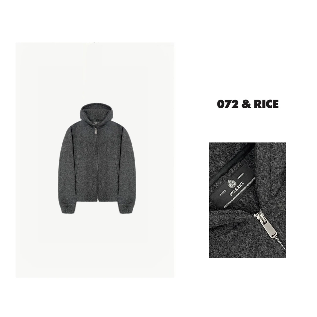 072 & RICE【墨渊】100羊毛 秋冬休闲连帽长袖外套 SU006 FF