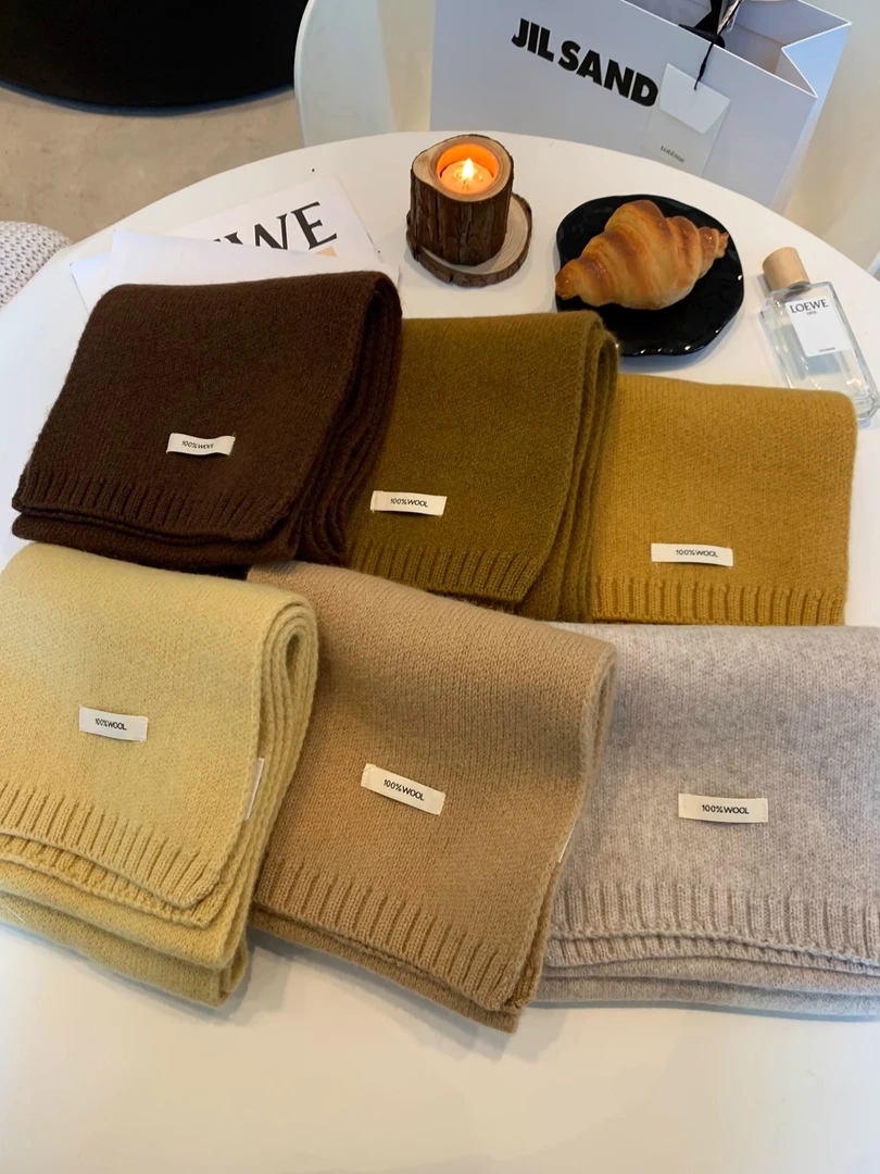 澳洲精选100%纯羊毛保暖围巾女冬季纯色百搭情侣围巾保暖针织围脖