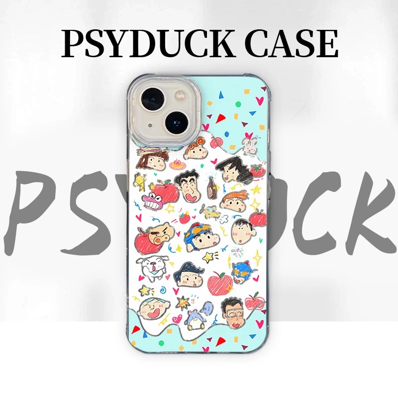 适用苹果华为一加小米苹果蜡笔小新合集IMD羽纱动漫防摔手机壳