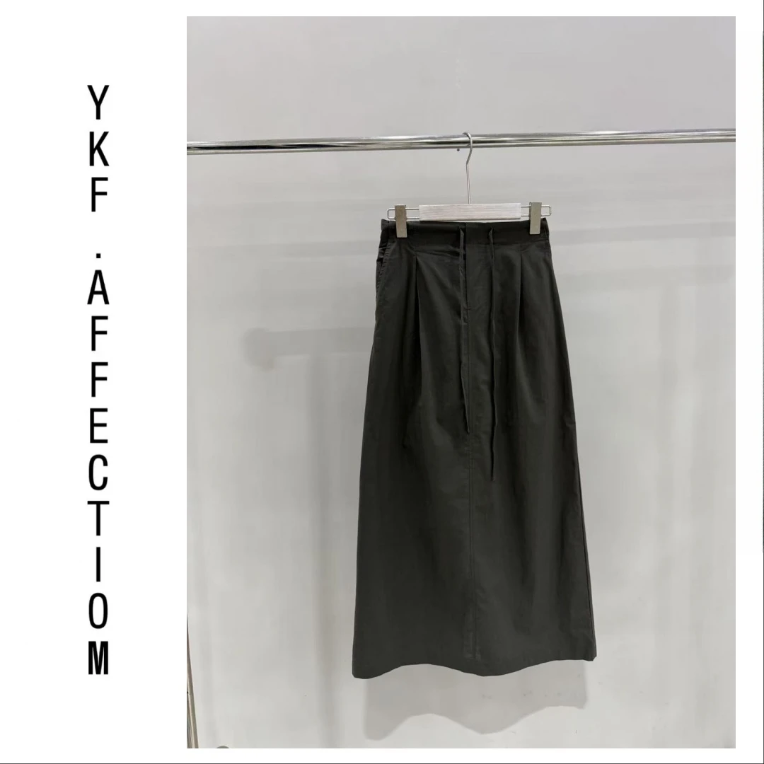 夏季极简显瘦百搭纯色修身阔版半裙71132