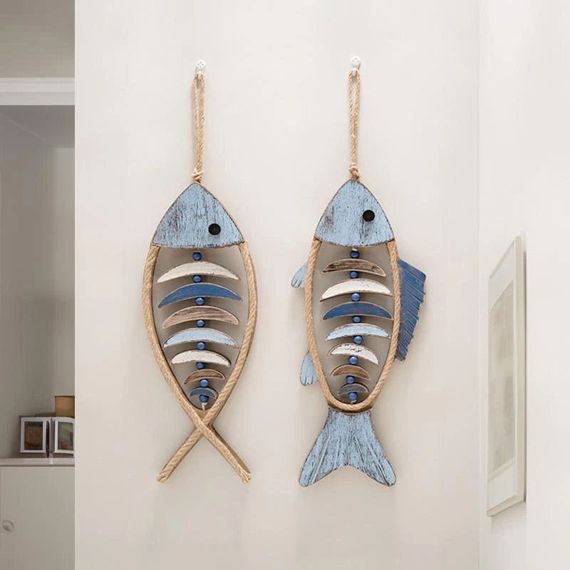 地中海风格鱼挂件墙面立体鱼形壁饰样板房酒店房间走廊玄关装饰品
