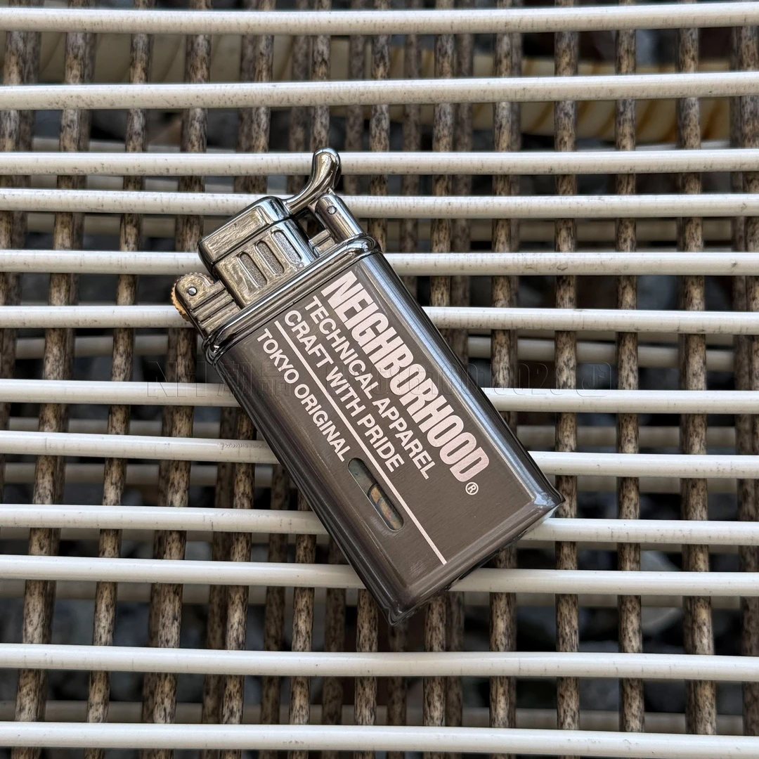 NBHD双直冲合金复古风防风砂轮打火机加宽可充气个性创意可视气窗