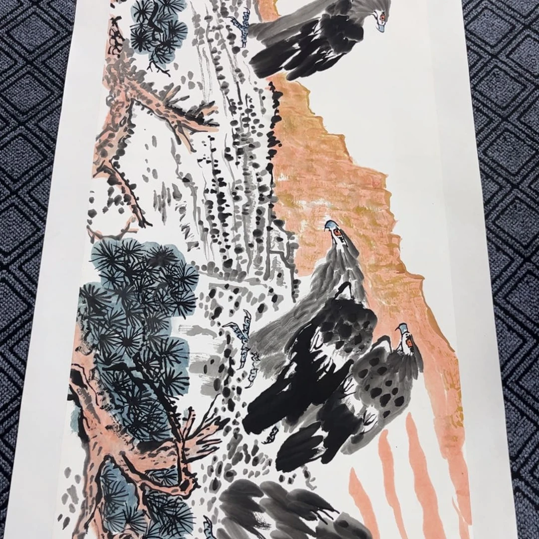 国画小六尺花鸟作品