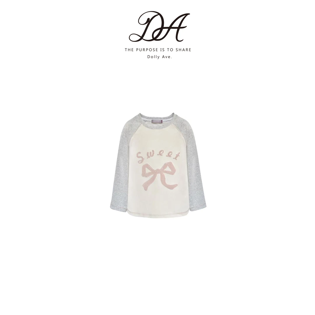 【现货】Dolly Ave 「少女系列」轻奢手工蝴蝶结刺绣纯棉插肩女童T恤