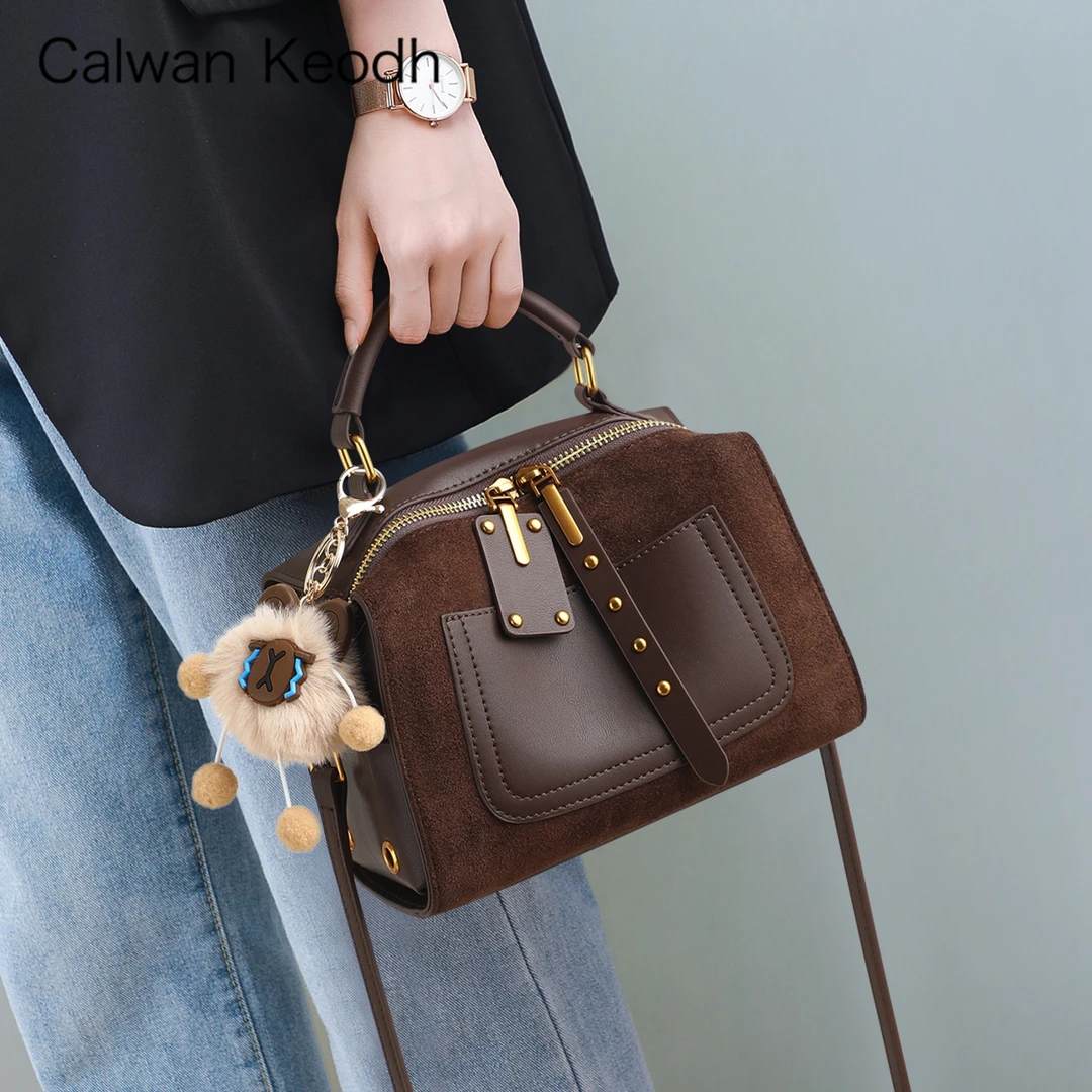 Calwan Keodh真皮包包女包复古风百搭斜挎包生日礼物送女友送老婆