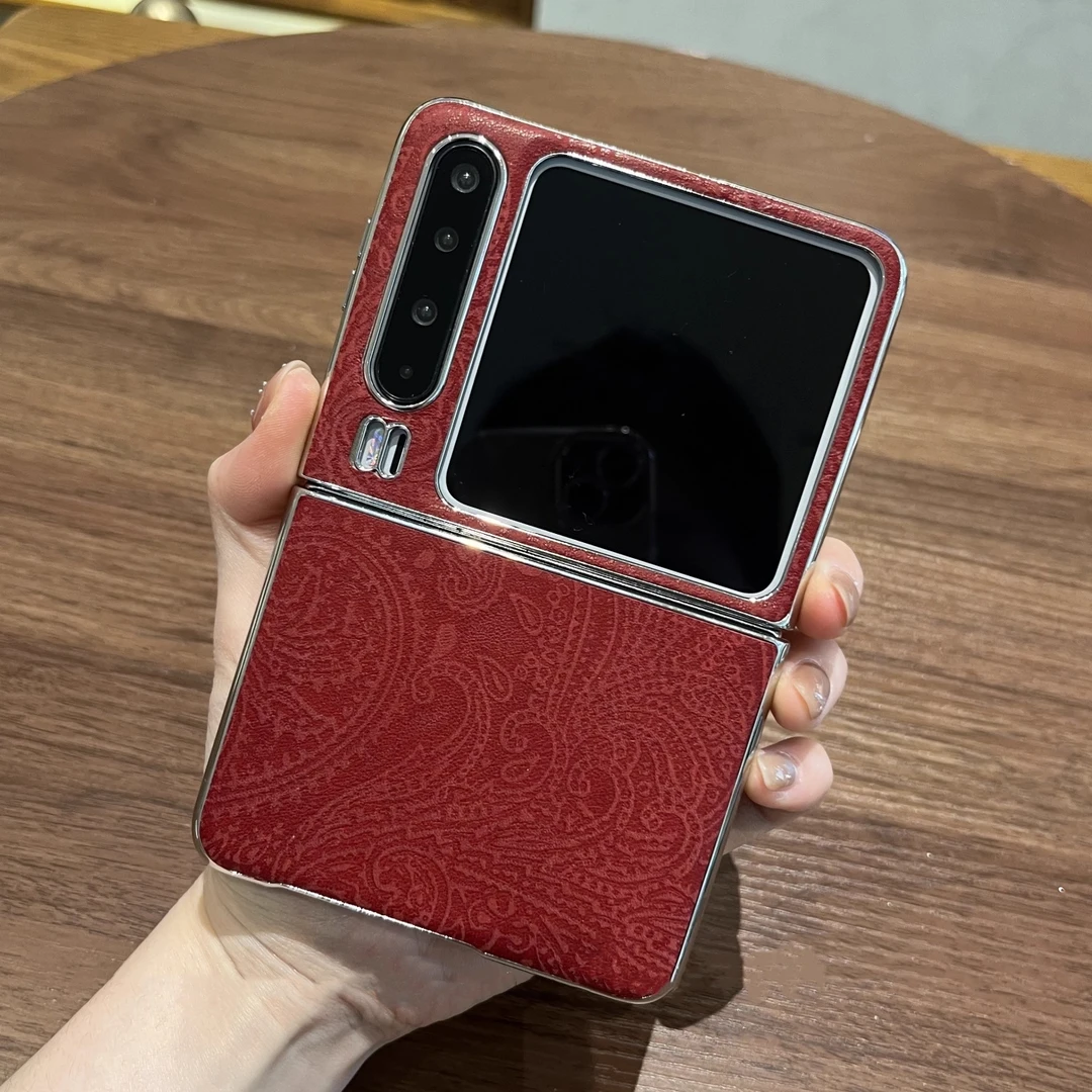 适用华为purax手机壳新款折叠屏典藏版红色电镀国风锦丝纹保护壳