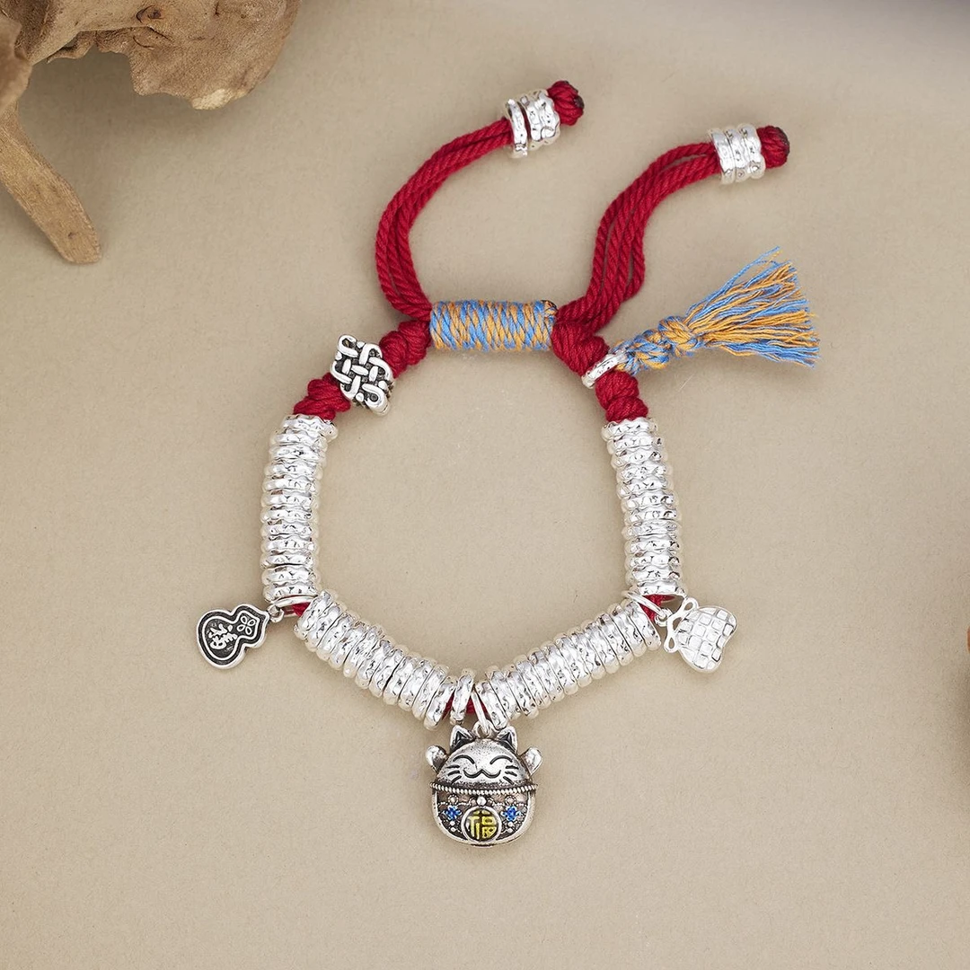 YZ068红绳招财猫盘缠手链 无礼盒
