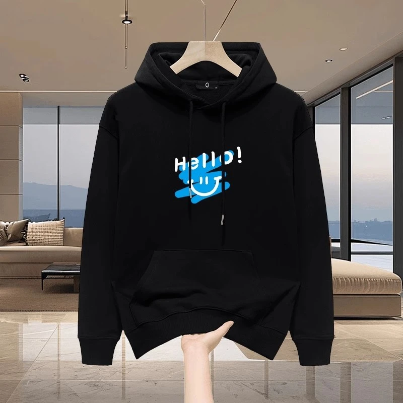 仓石一树潮牌笑脸hello连帽卫衣男士春秋冬2025新款宽松加绒外套