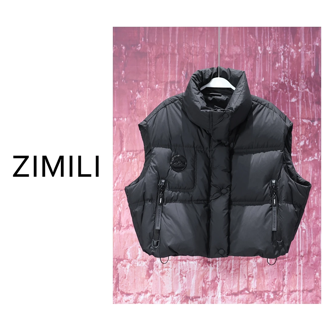 【亮哥女装】2024冬季小众设计黑高领羽绒马甲fs627-2