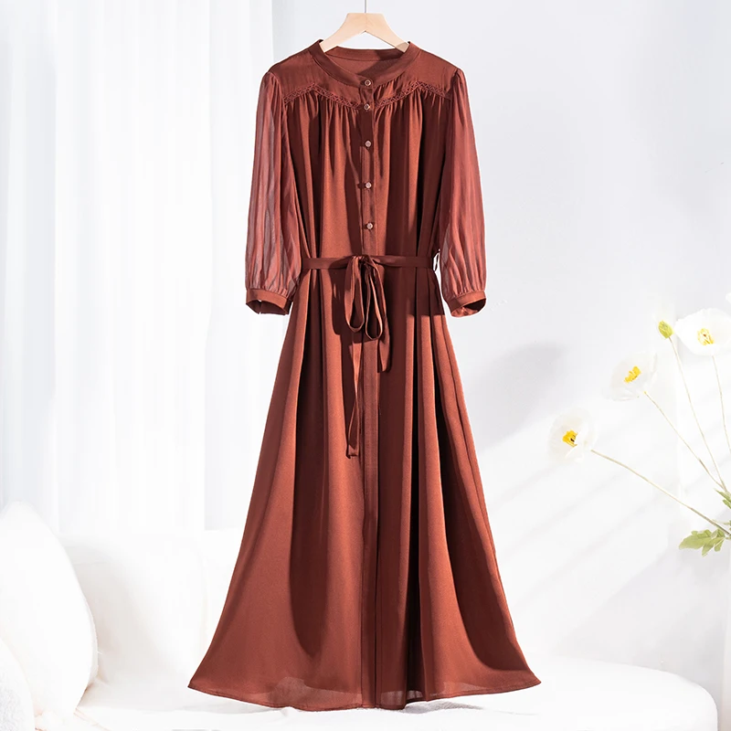 2025夏季新款中式大气桑蚕丝连衣裙-61233