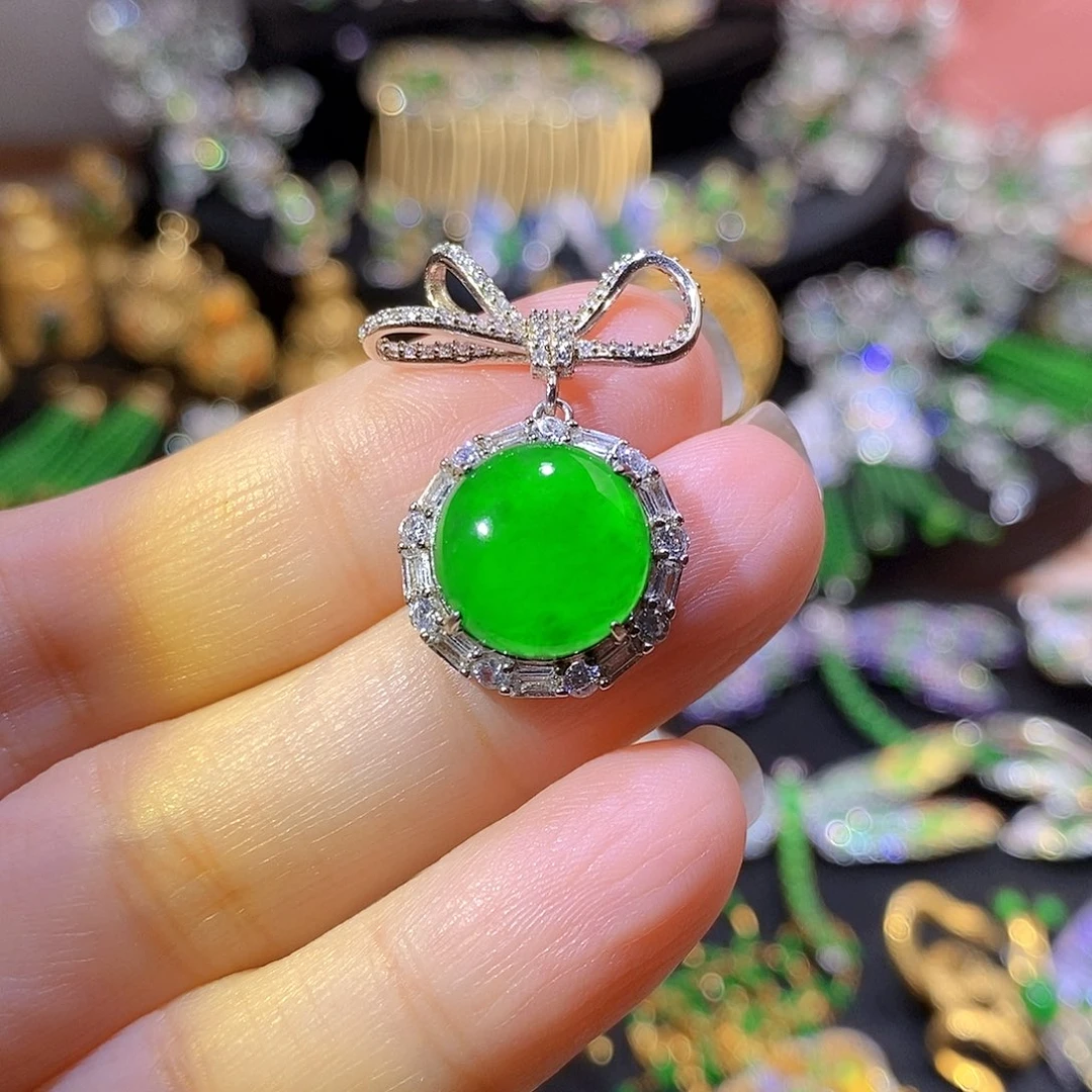 银S925镶嵌挂件翡翠