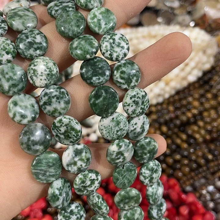 玛瑙/玉髓合金珠宝半成品一条12mm青海翠圆片