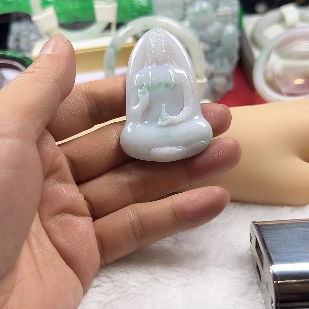 颈饰未镶嵌翡翠缅甸天然A货翡翠素衣观音