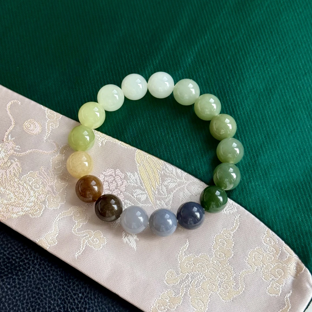 天然和田玉多宝手串12mm 适手围16-19cm