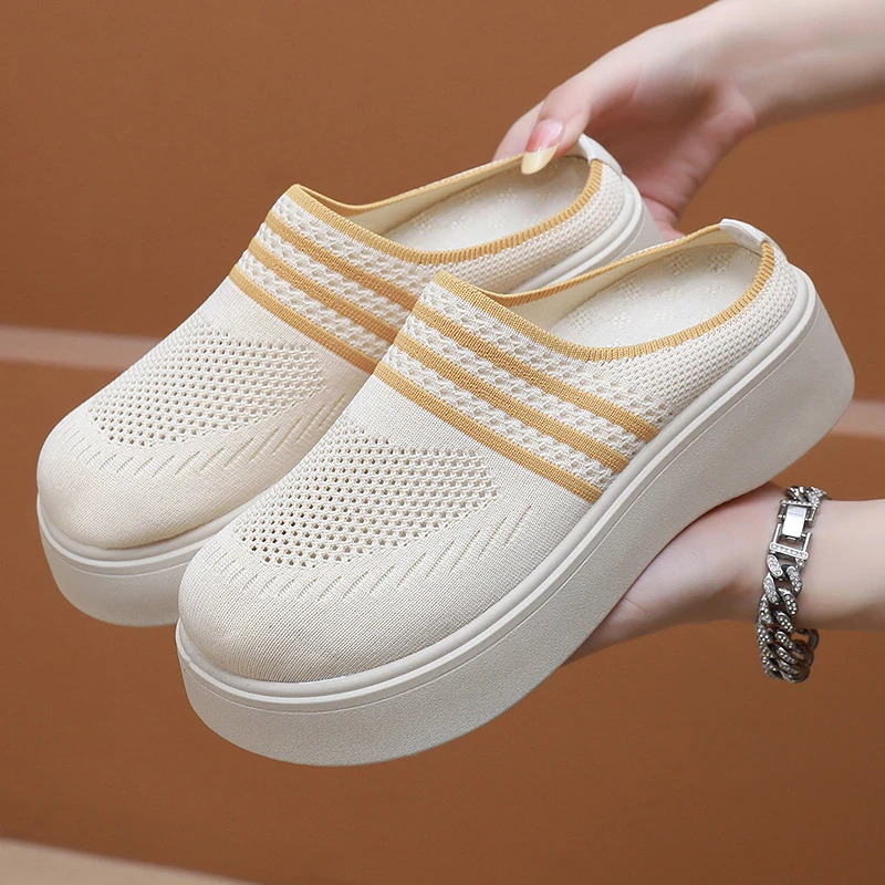 夏季新款老北京布鞋轻便时尚百搭休闲鞋网鞋耐磨防滑一脚蹬厚底鞋