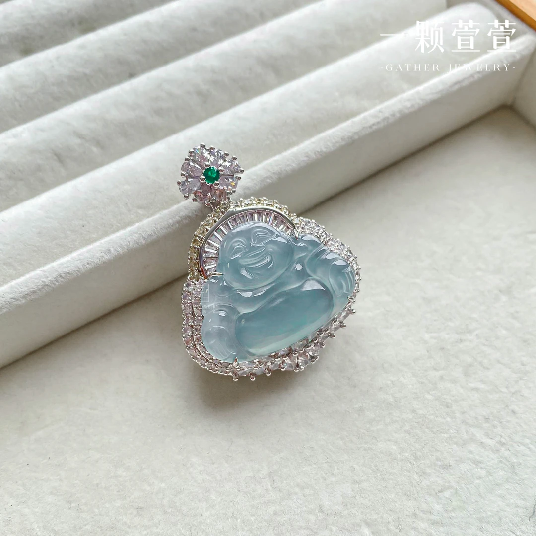 【禅心大佛】一颗萱萱翡翠佛公吊坠580081百搭精美