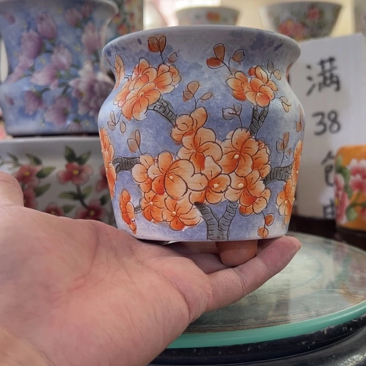 景德镇手绘花盆满38包邮偏远地区除外