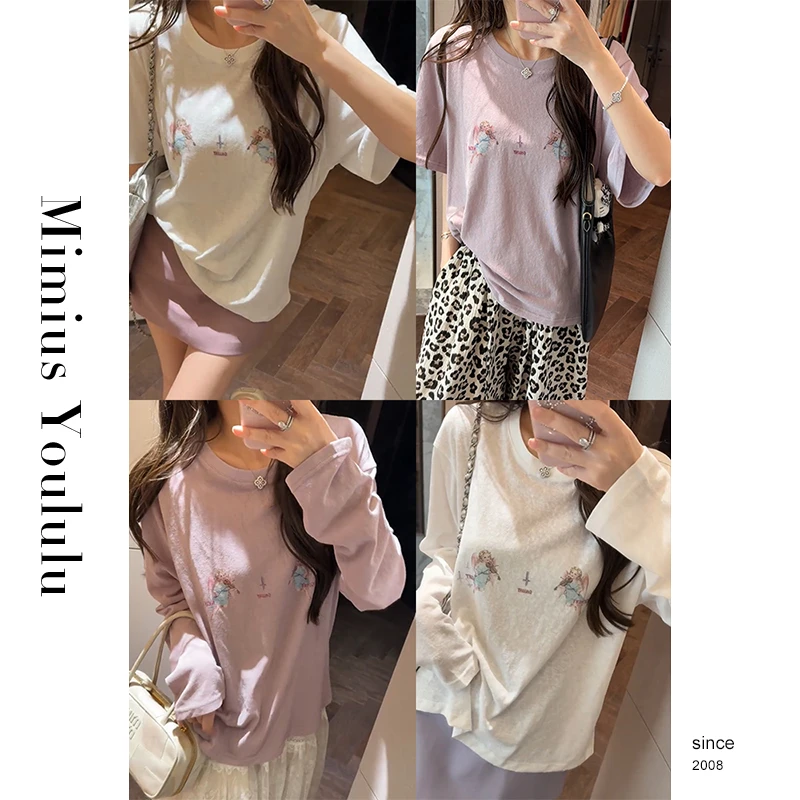 【mimius】喵喵 法式天使印花百搭长袖上衣 G04151