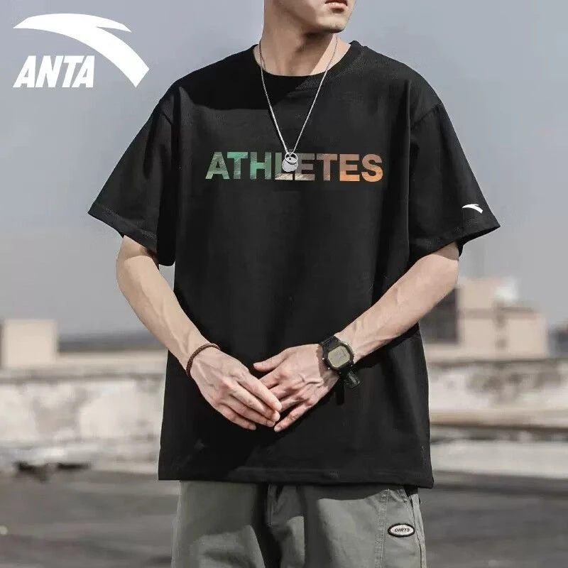 安踏男士短袖T恤2025夏季舒适透气运动上衣健身休闲运动服半袖男