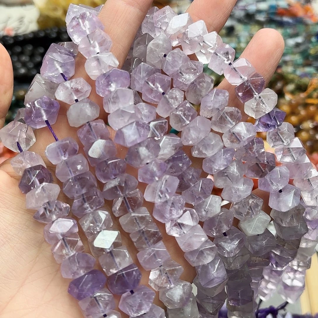 玛瑙/玉髓未镶嵌珠宝半成品卡十浅紫晶冲角一条