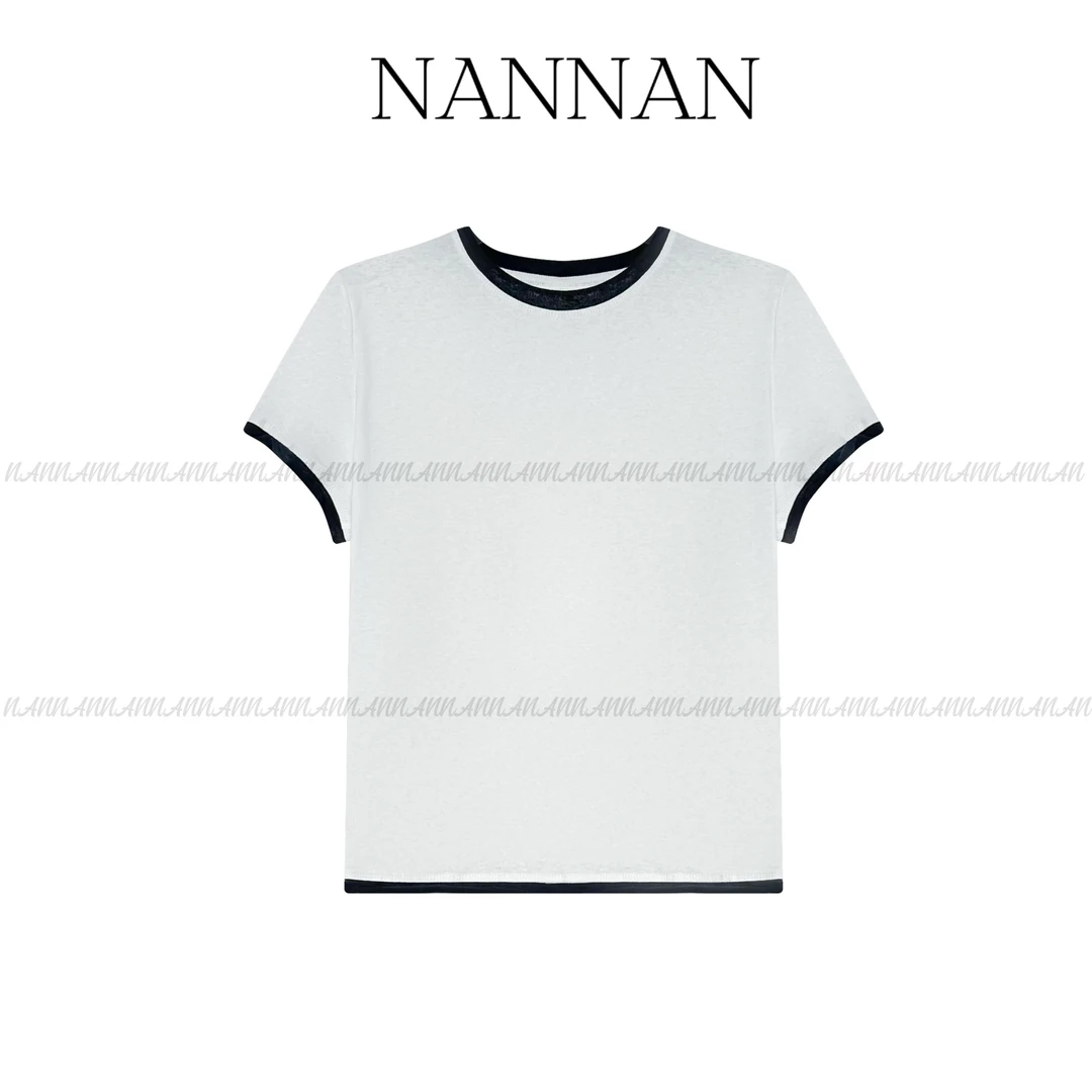 楠楠推荐【松弛感】拼接 叠穿 纯色设计师 圆领 夏季  女士 T恤