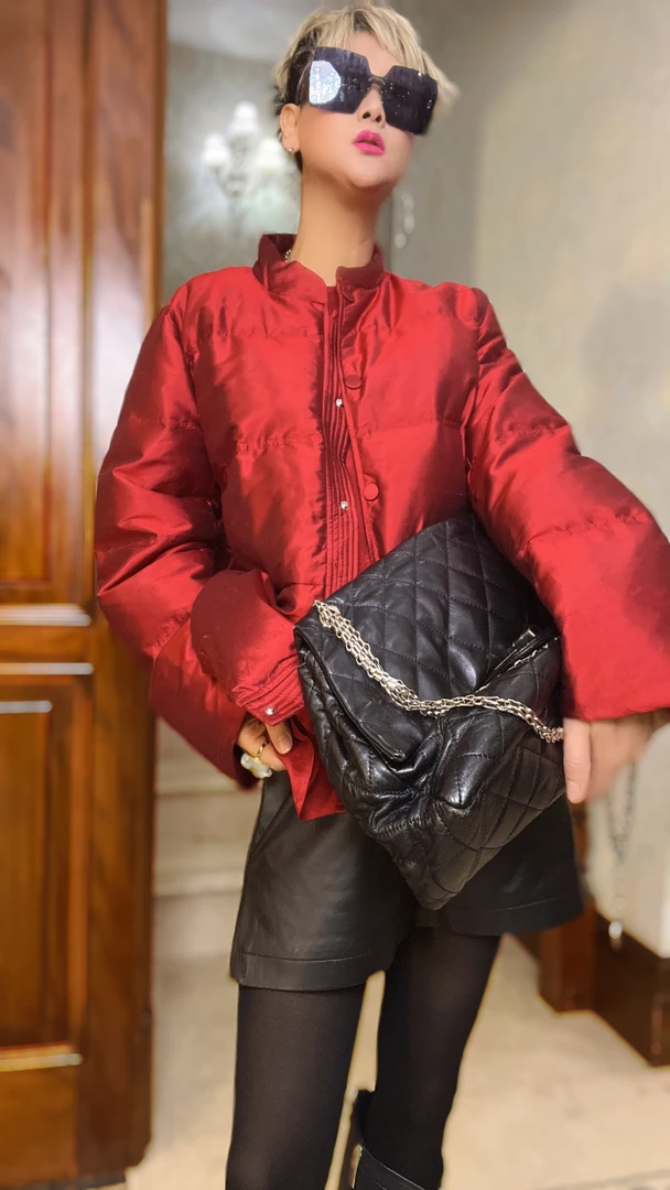 【时尚先驱】冬季新款 欧美老钱风桑蚕丝白鹅绒服