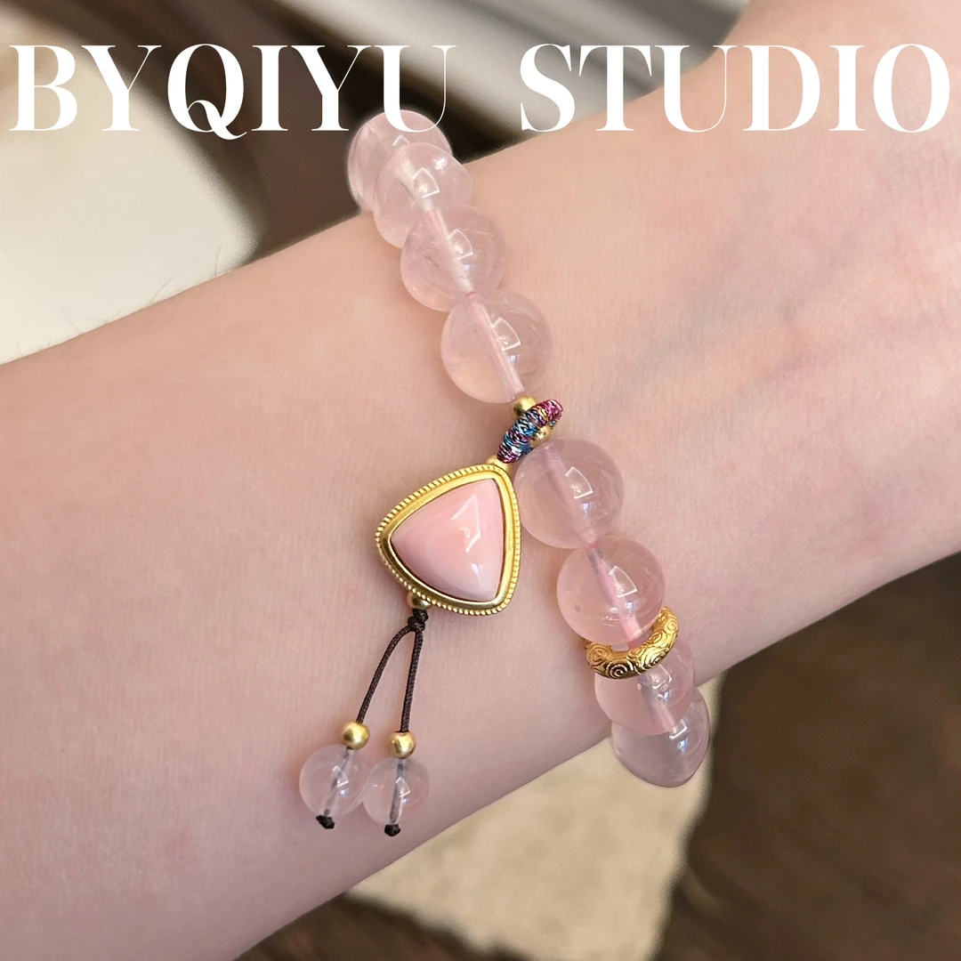 马粉晶手串S925银镶嵌手串一条