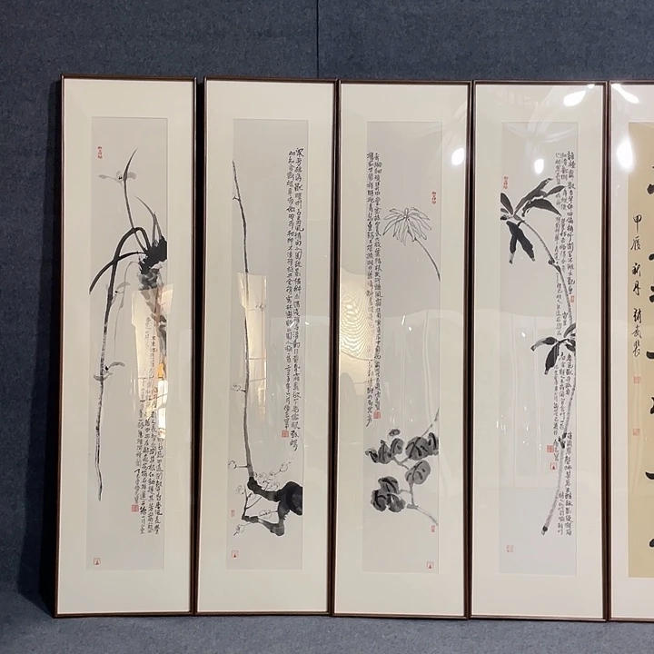 国画手绘作品带框