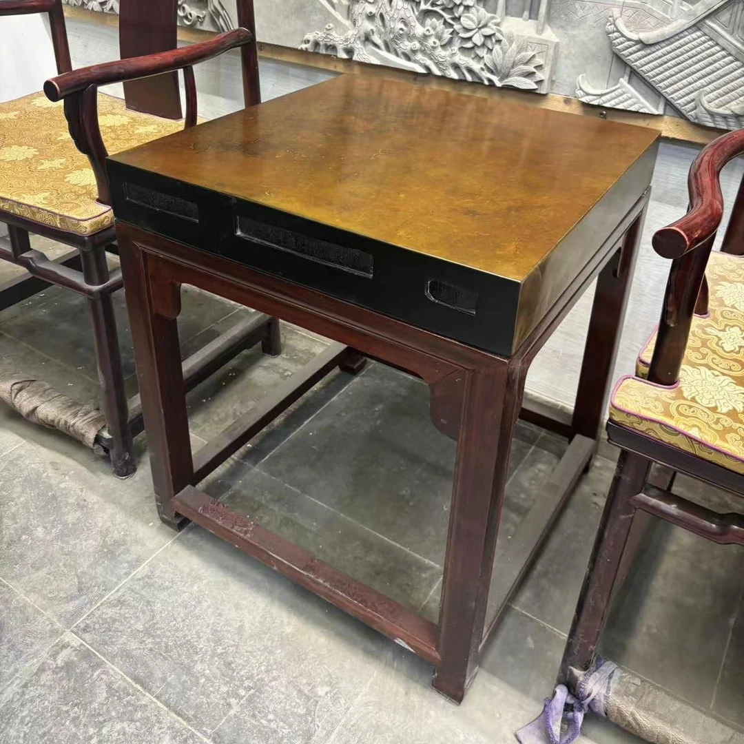 苏州柴窑古法工艺 大漆金砖57见方 干泡茶台 茶桌台面