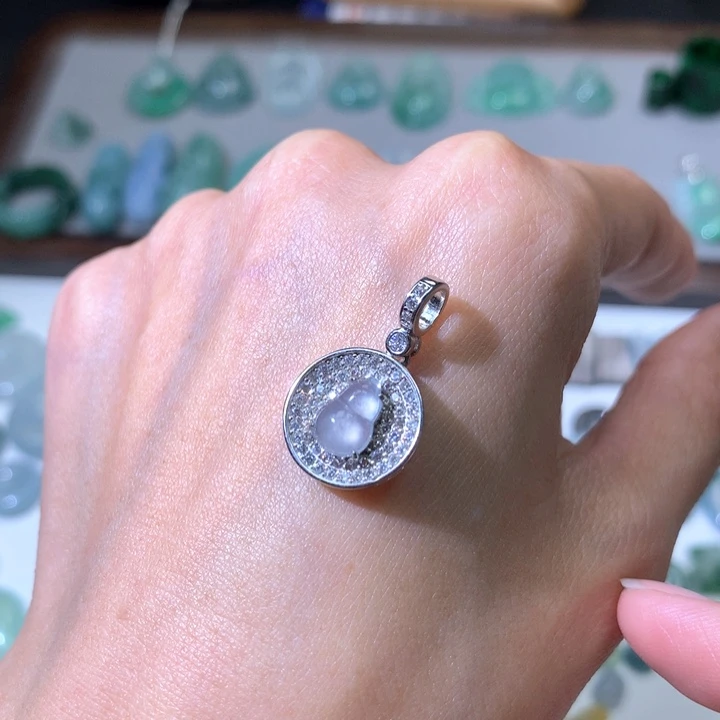 翡翠手链银S925镶嵌葫芦