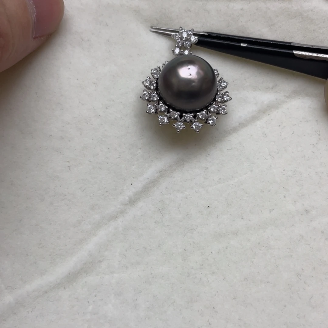 吊坠(不含链)银S925镶嵌海水珍珠