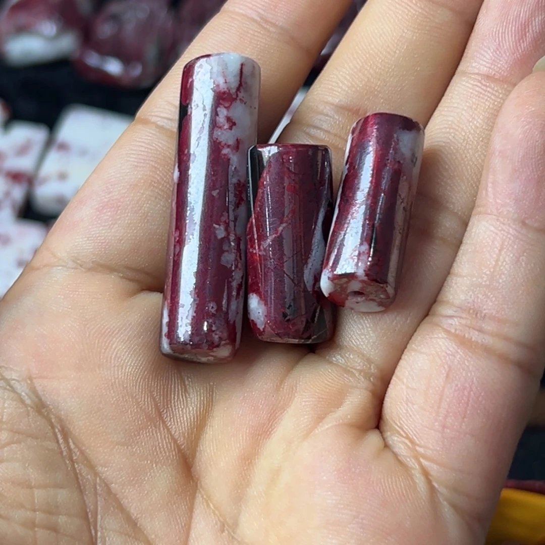 天然辰砂原矿桶珠