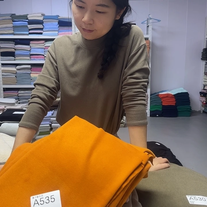 535号南瓜色牙签条蚕丝奥羊绒1米价格