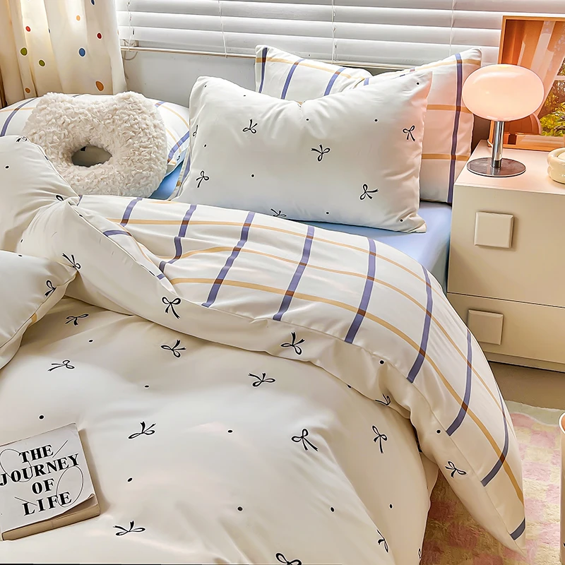 【明悦】新款小清新水洗棉床单款四件套