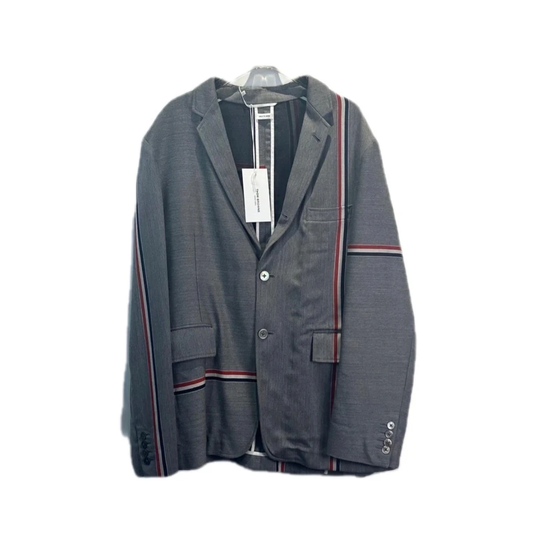 未使用 THOMBROWNE TB彩条灰色羊毛西装/4码/全新