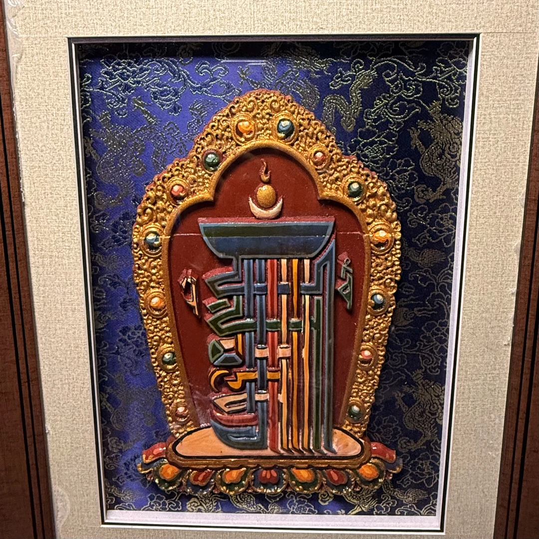 藏式十相自在摆件 精装木框藏式手绘木质挂画民族风