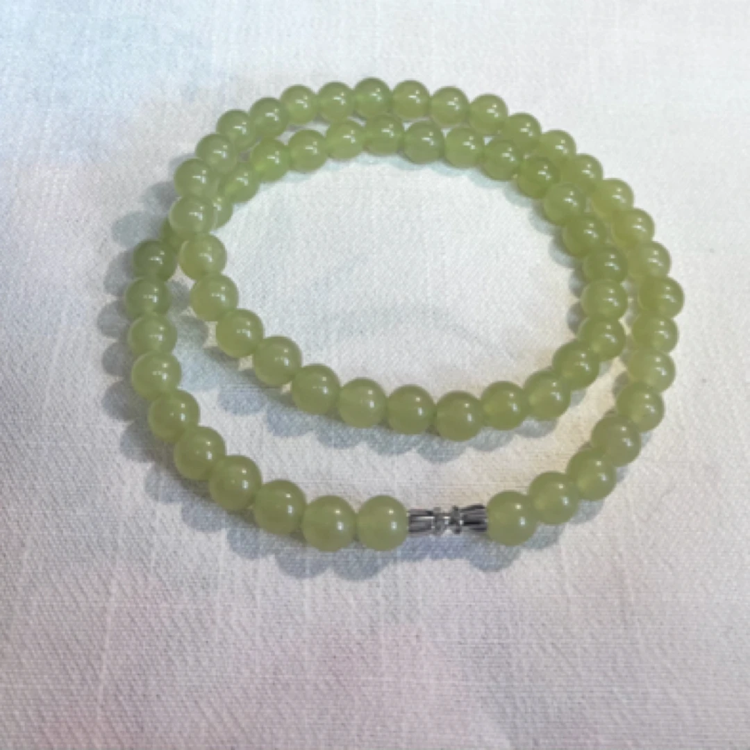 设计款圆珠冰晴水绿色单圈玉石妈妈链