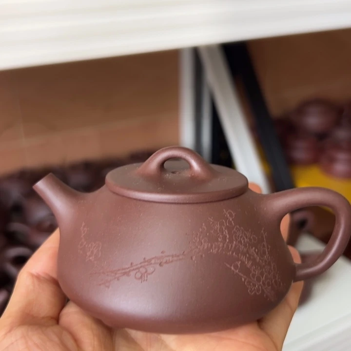 茶壶紫砂平盖石瓢梅花150cc