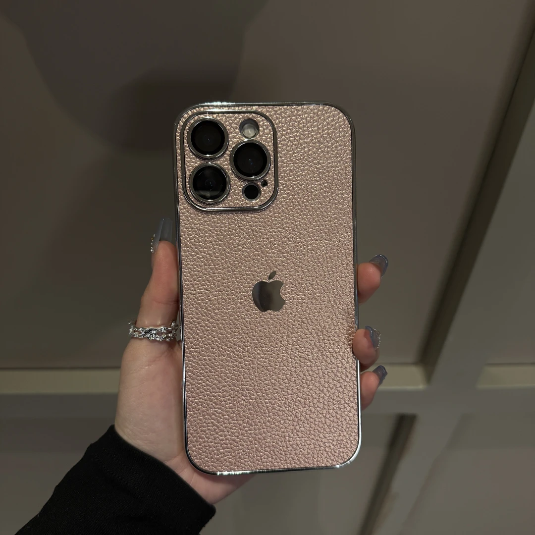 珠光粉适用苹果16手机壳iPhone15promax自带镜头膜荔枝纹14新款13