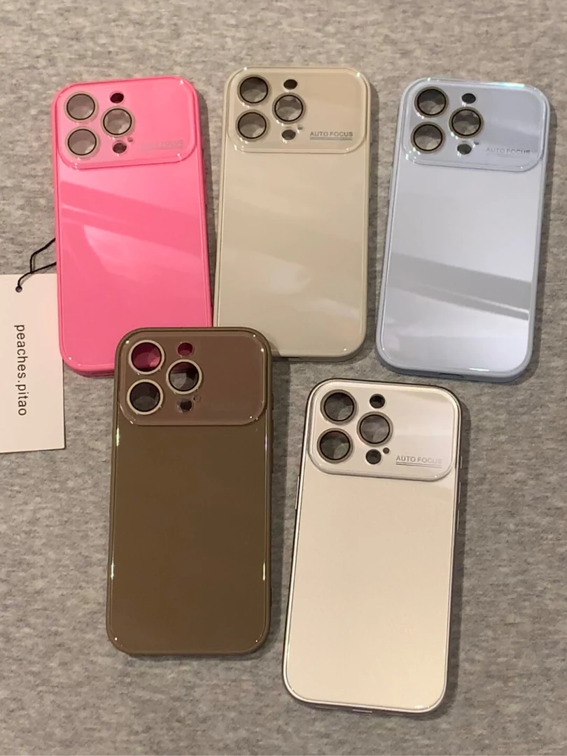 简约ins纯色玻璃大视窗镜头膜适用苹果16Promax手机壳iPhone15新