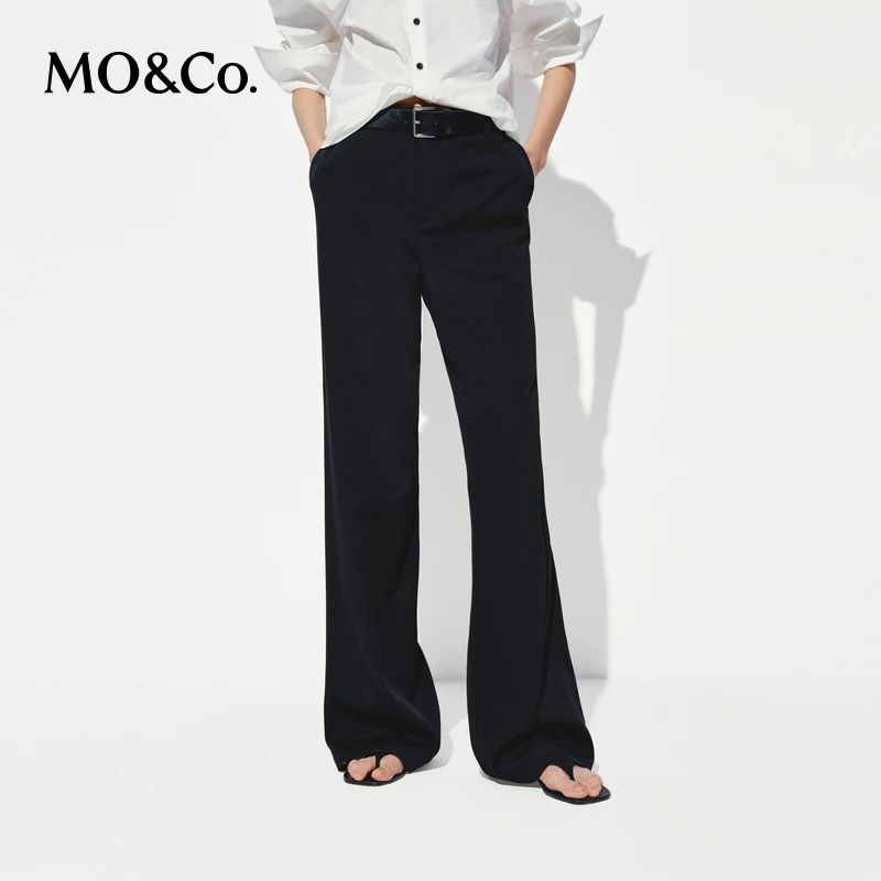 MOCO微喇裤2025夏新品弹力莫代尔二醋酸高腰及地休闲裤MBE2PAT038