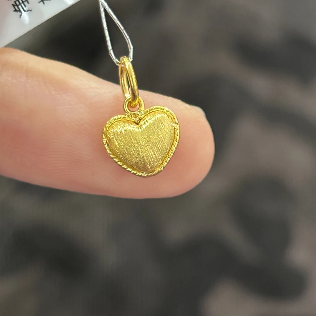 拉丝小胖心滴溜吊坠足金999